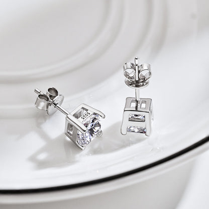 [Clara Jewels]1.0 Carat Radiant Princess Cut Wedding Earrings