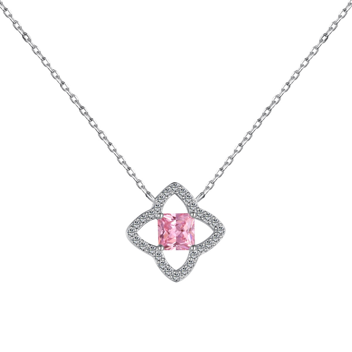 [Clara Jewels]Exquisite Flower Shape Princess Cut Necklace