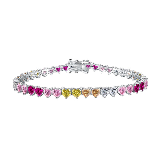 [Clara Jewels]Luxurious Colorful Romantic Heart Shape Lover Bracelet