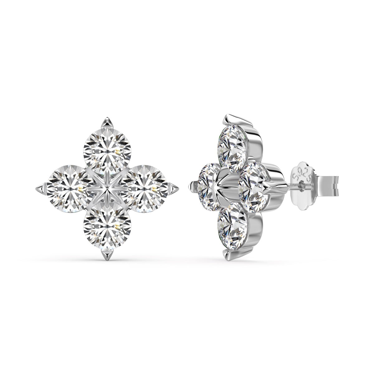 [Clara Jewels]Four-Leaf Clover Eight-Pointed Star Earrings