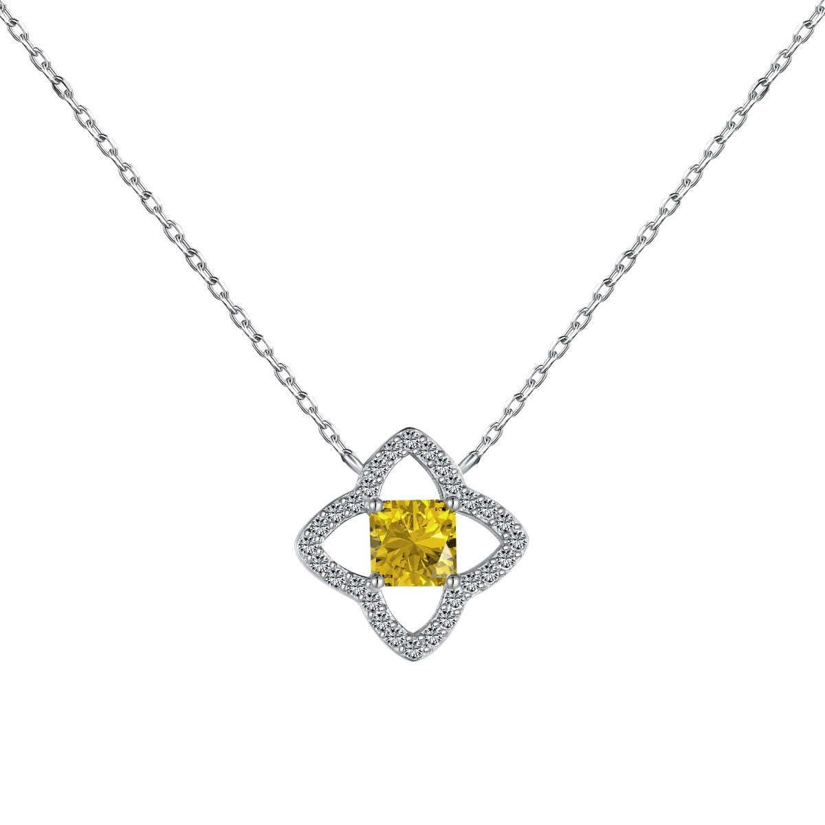 [Clara Jewels]Exquisite Flower Shape Princess Cut Necklace