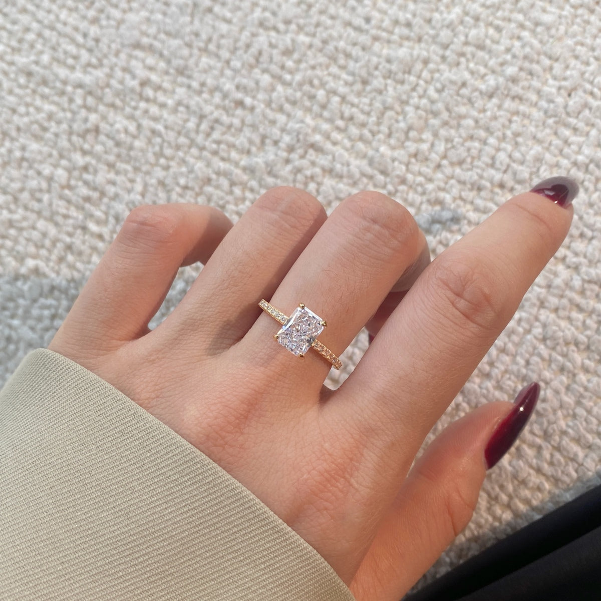 [Clara Jewels]2.0 Carat Dazzling Sparkling Radiant Cut Party Ring