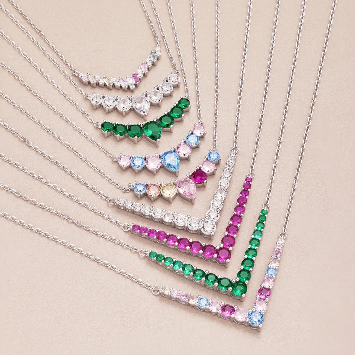 [Clara Jewels]Dazzling Rainbow Necklace