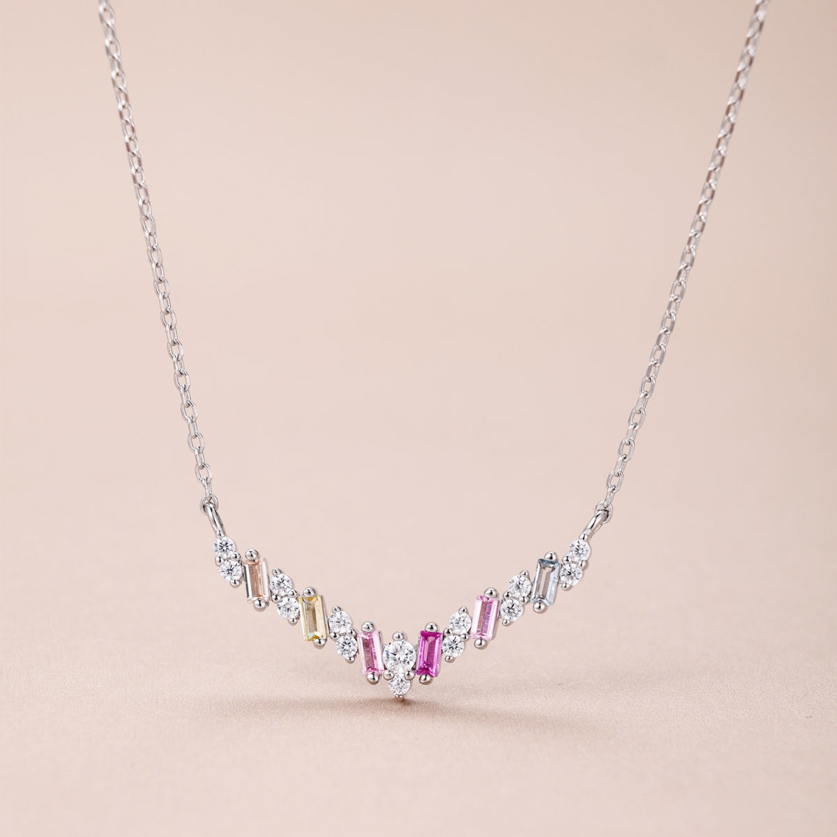 [Clara Jewels]Dazzling Rainbow Necklace