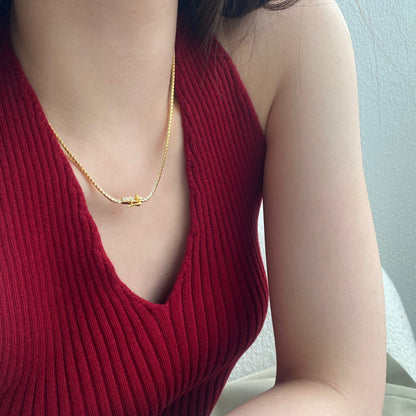 [Clara Jewels]Delicate Round Shape Tennis Necklace
