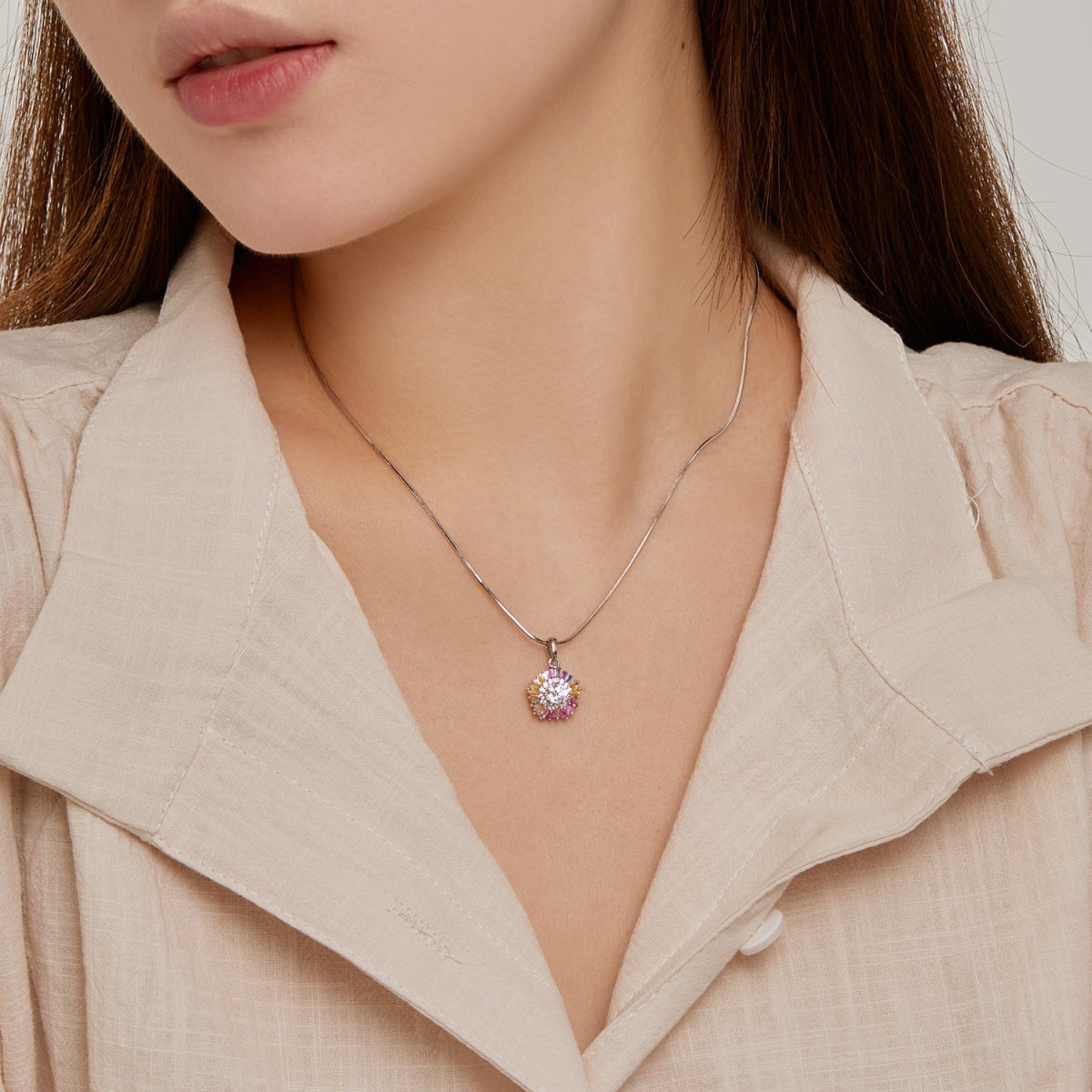 [Clara Jewels]Charming Flower Colorful Necklace
