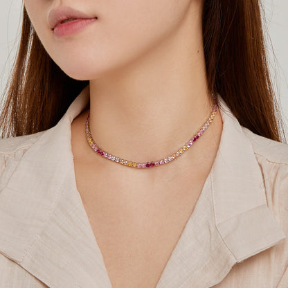 [Clara Jewels]Delicate Colorful Tennis Necklace