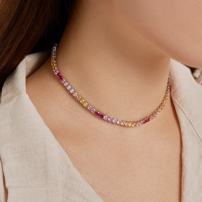 [Clara Jewels]Delicate Colorful Tennis Necklace