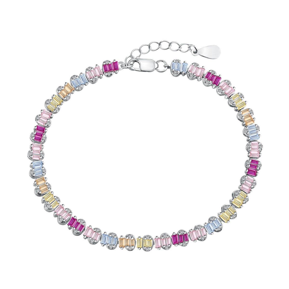 [Clara Jewels]Delicate Colorful Emerald Cut Party Bracelet