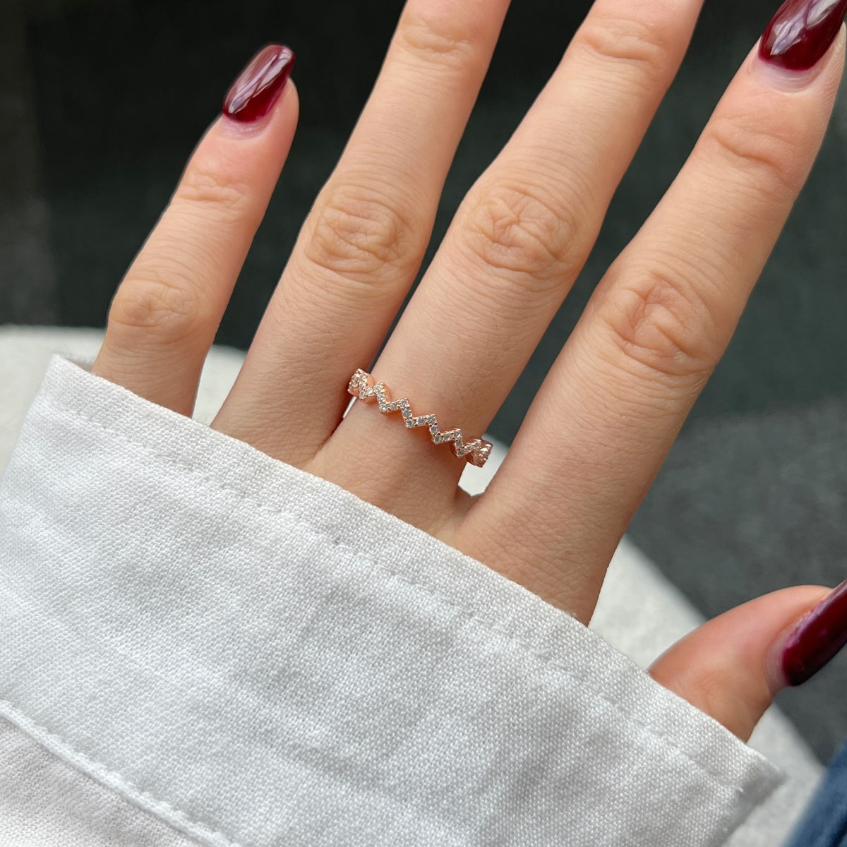 [Clara Jewels]Delicate Enchanting Wave Shape Daily Ring