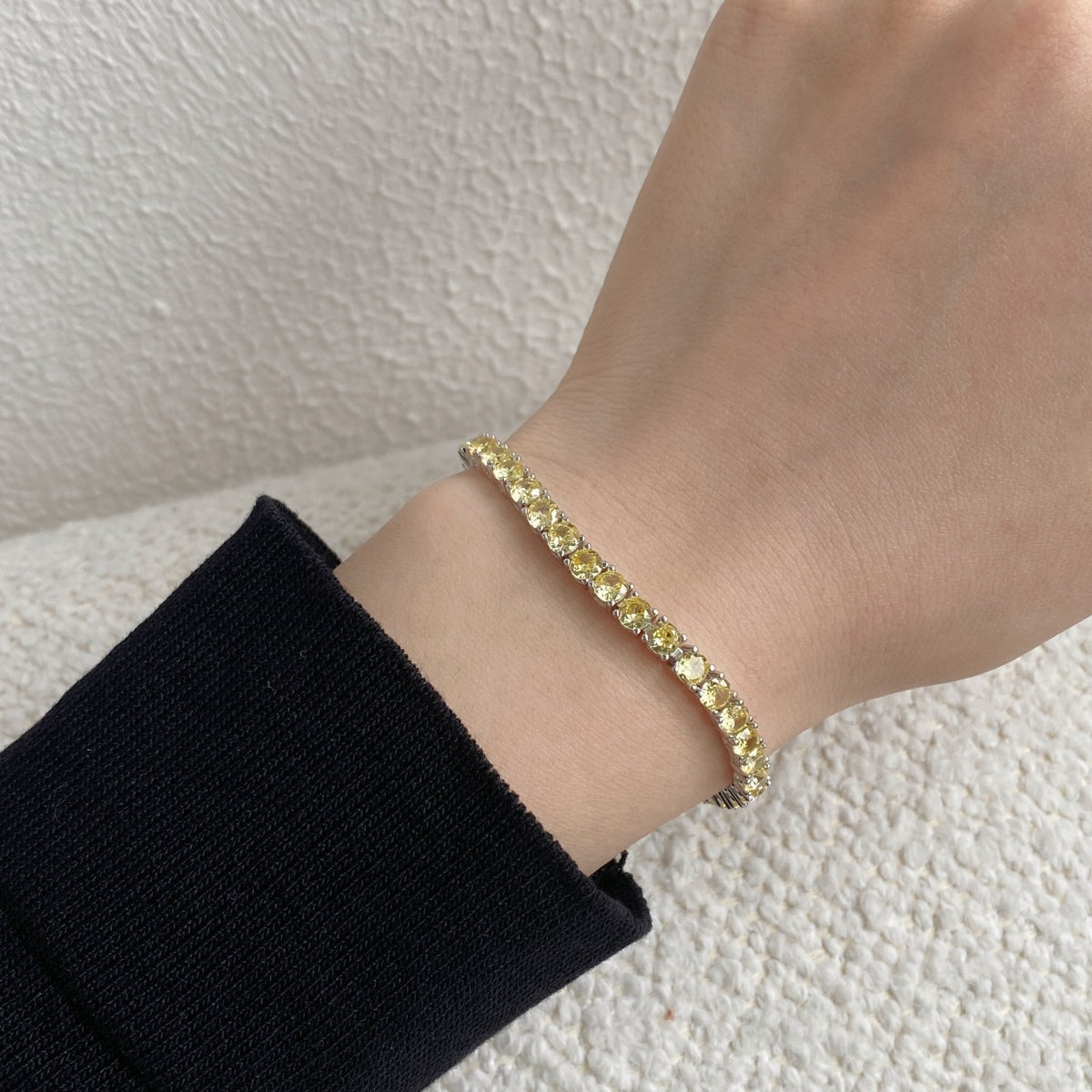 [Clara Jewels]Ornate Dazzling Round Cut Tennis Bracelet
