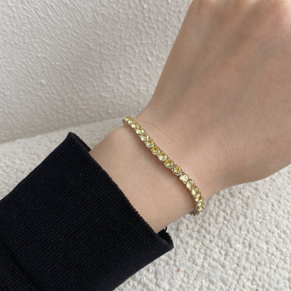 [Clara Jewels]Ornate Dazzling Round Cut Tennis Bracelet