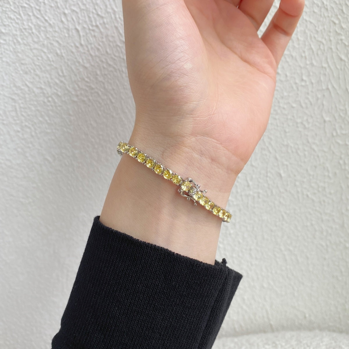 [Clara Jewels]Ornate Dazzling Round Cut Tennis Bracelet