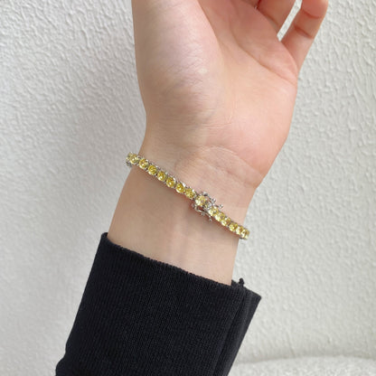 [Clara Jewels]Ornate Dazzling Round Cut Tennis Bracelet