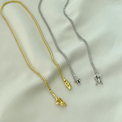 [Clara Jewels]Delicate Round Shape Tennis Necklace