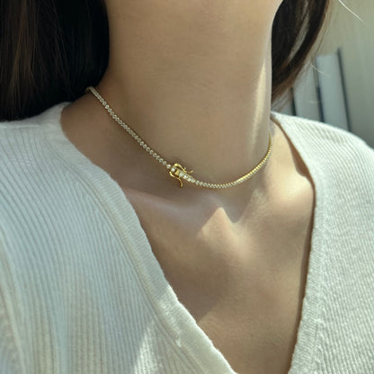[Clara Jewels]Delicate Round Shape Tennis Necklace