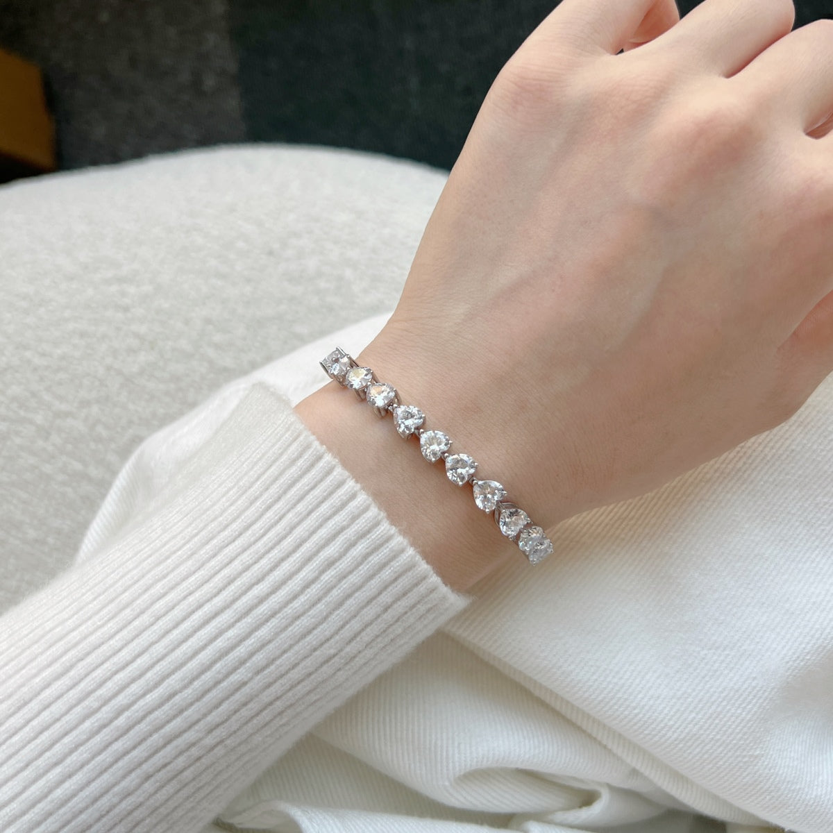 [Clara Jewels]0.75 Carat Elegant Romantic Heart Shape Lover Bracelet