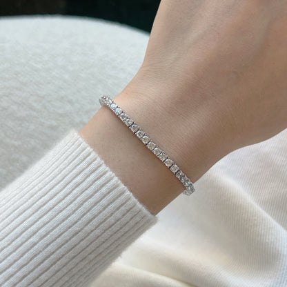 [Clara Jewels]Dainty Charming Round Cut Tennis Bracelet