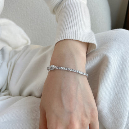 [Clara Jewels]Dainty Charming Round Cut Tennis Bracelet