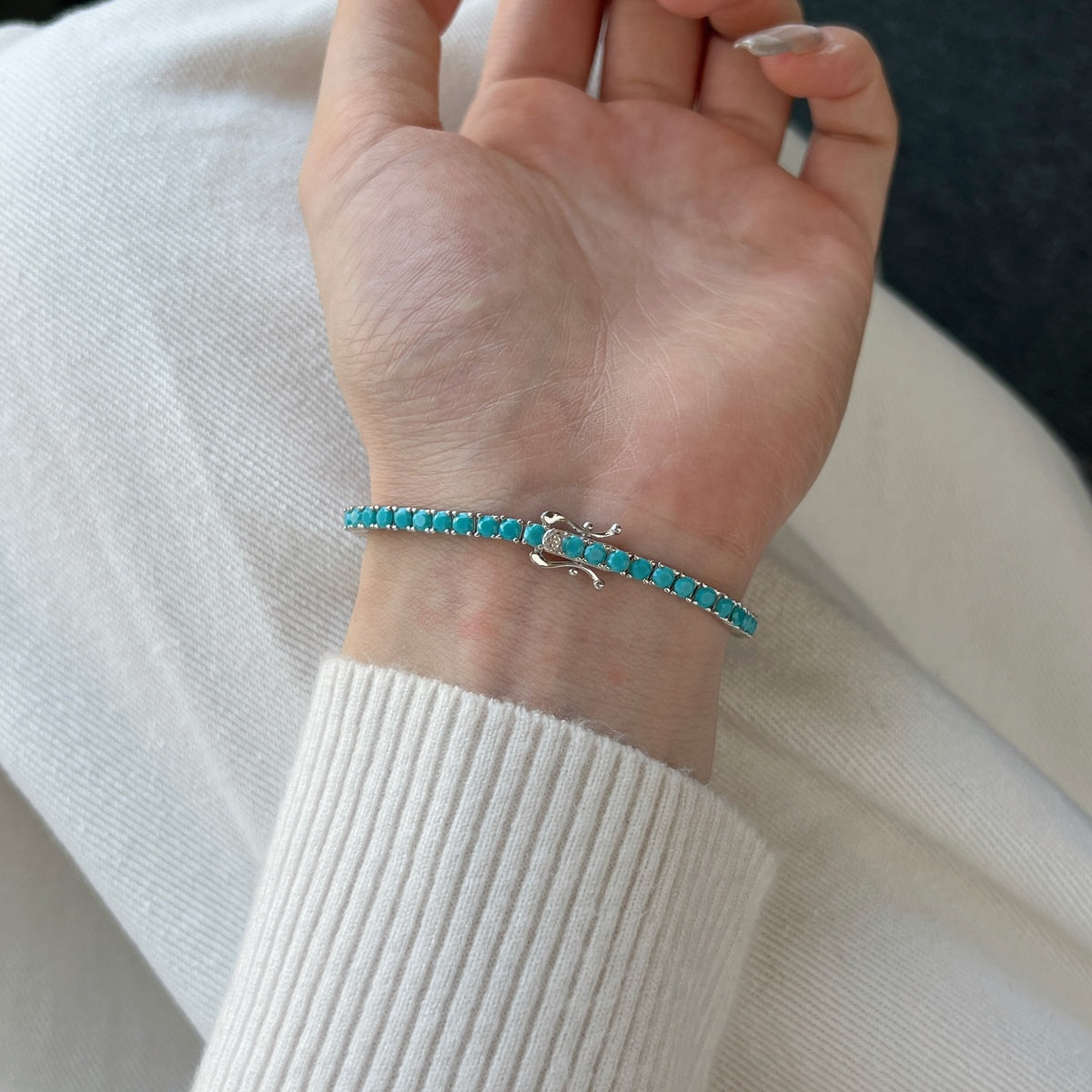 [Clara Jewels]Dainty Charming Round Cut Tennis Bracelet