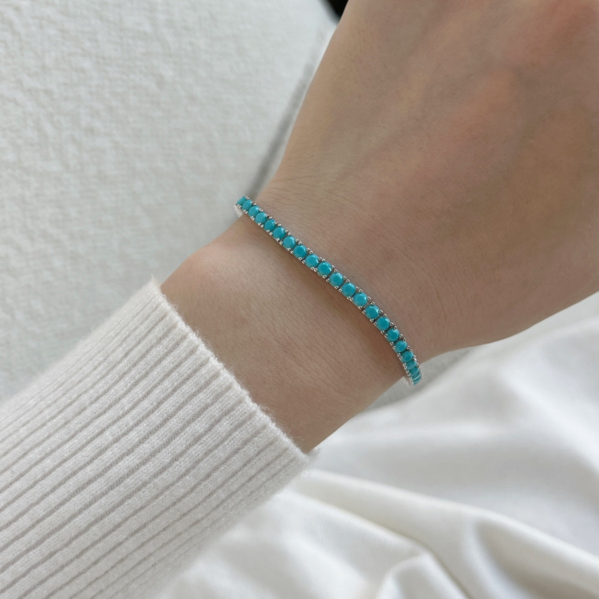 [Clara Jewels]Dainty Charming Round Cut Tennis Bracelet