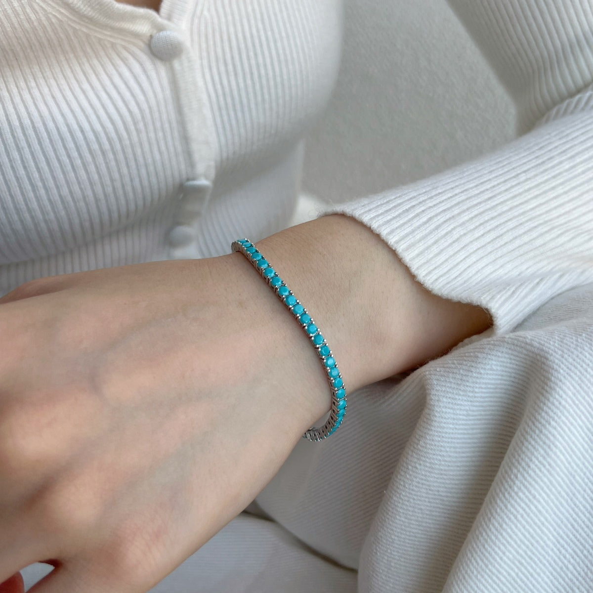 [Clara Jewels]Dainty Charming Round Cut Tennis Bracelet