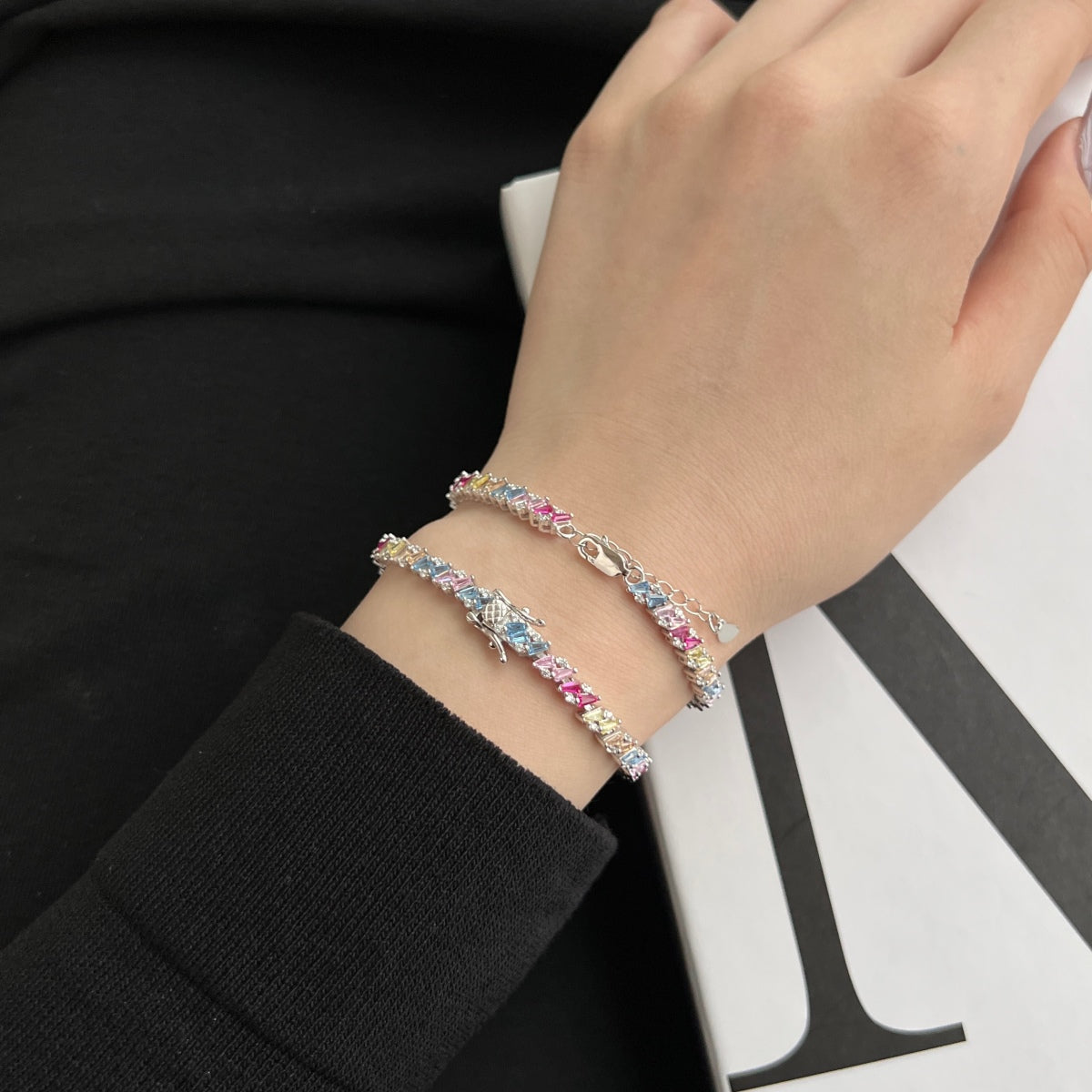 [Clara Jewels]Ornate Sparkling Multi Cut Party Bracelet