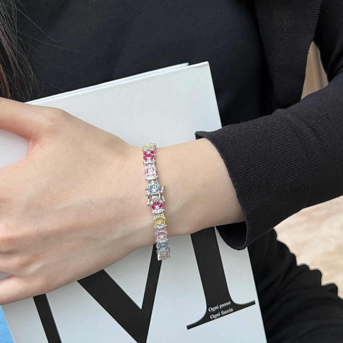 [Clara Jewels]Delicate Colorful Multi Cut Party Bracelet