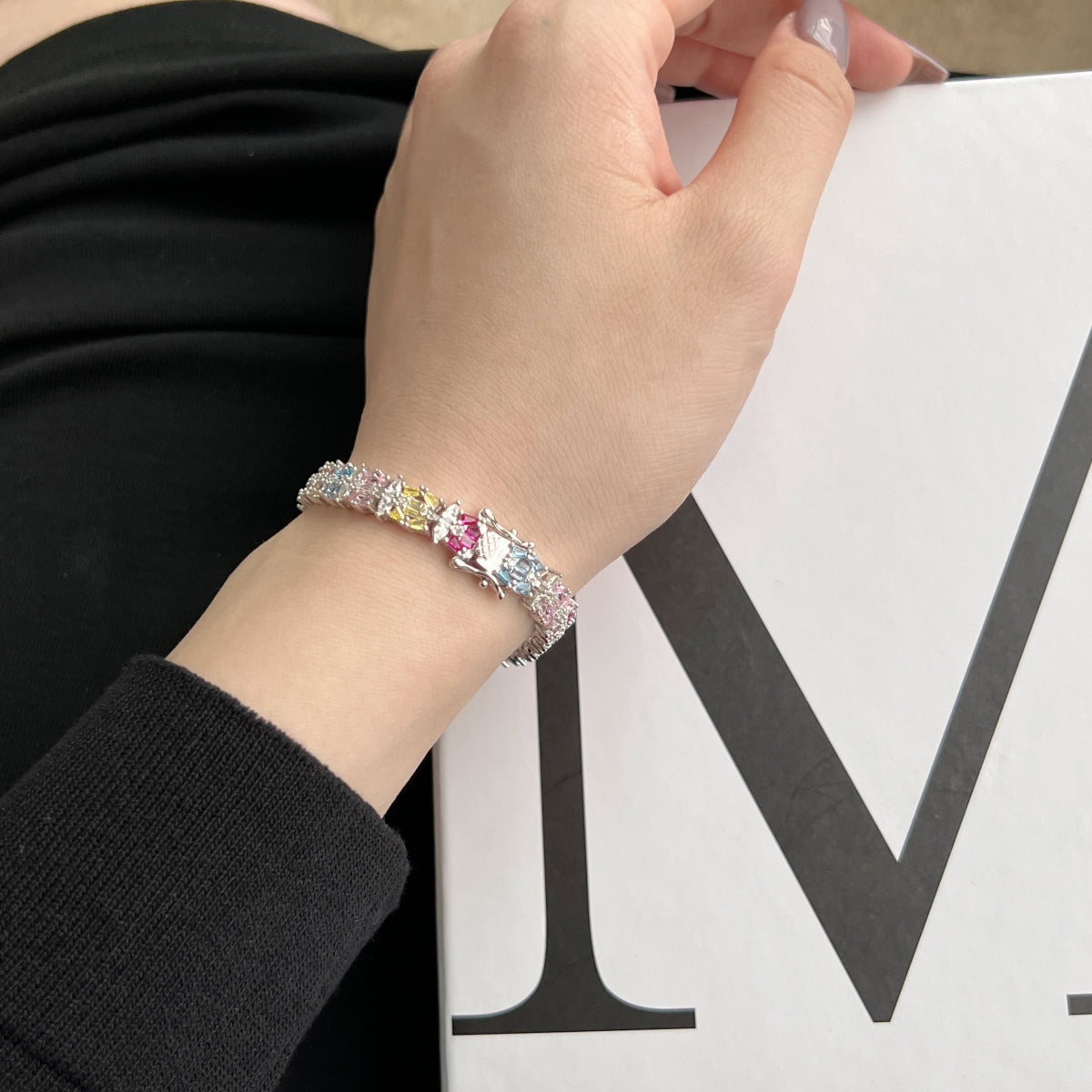 [Clara Jewels]Delicate Colorful Multi Cut Party Bracelet