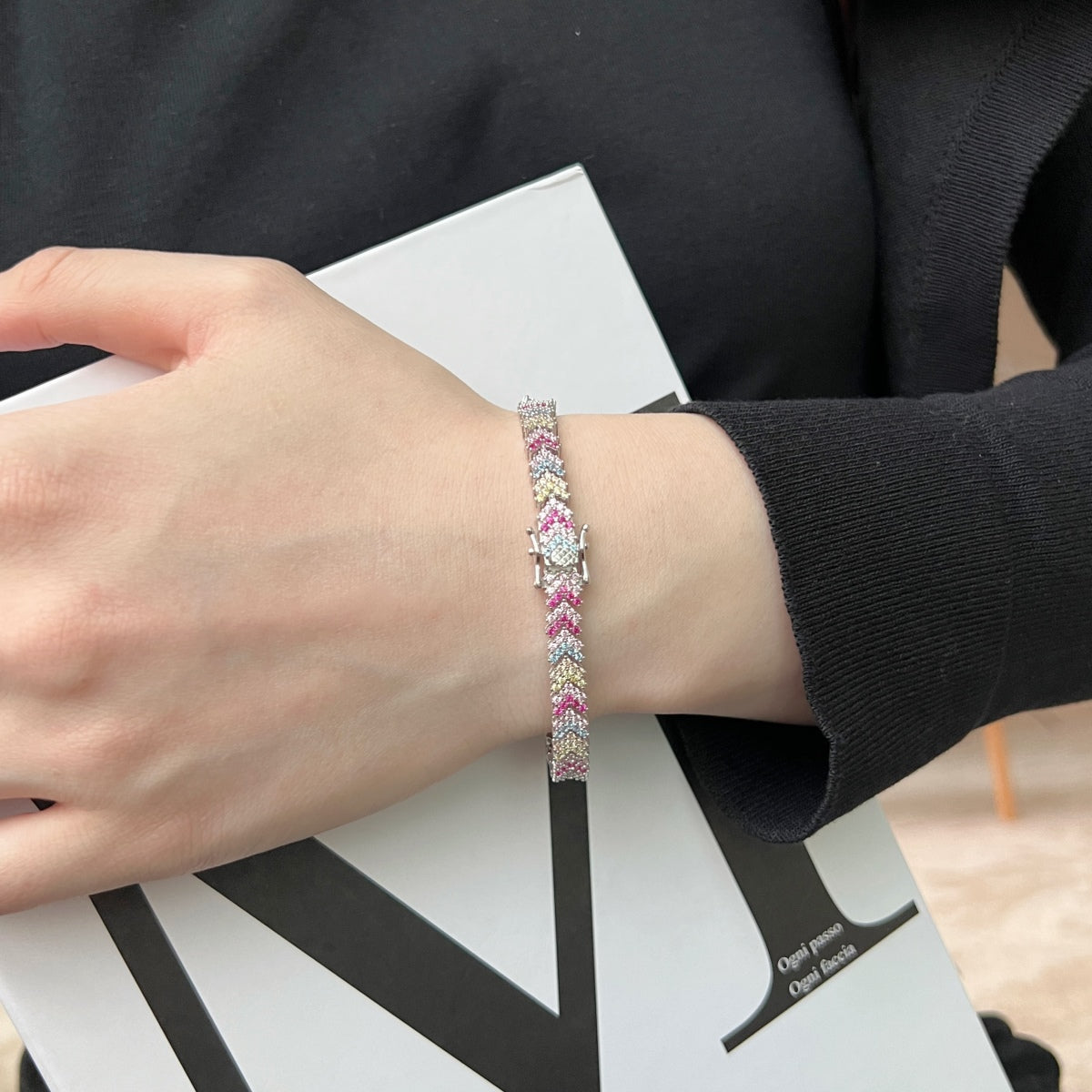 [Clara Jewels]Ornate Sparkling Round Cut Party Bracelet