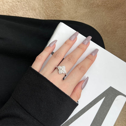 [Clara Jewels]Luxurious Colorful Flower Shape Banquet Ring
