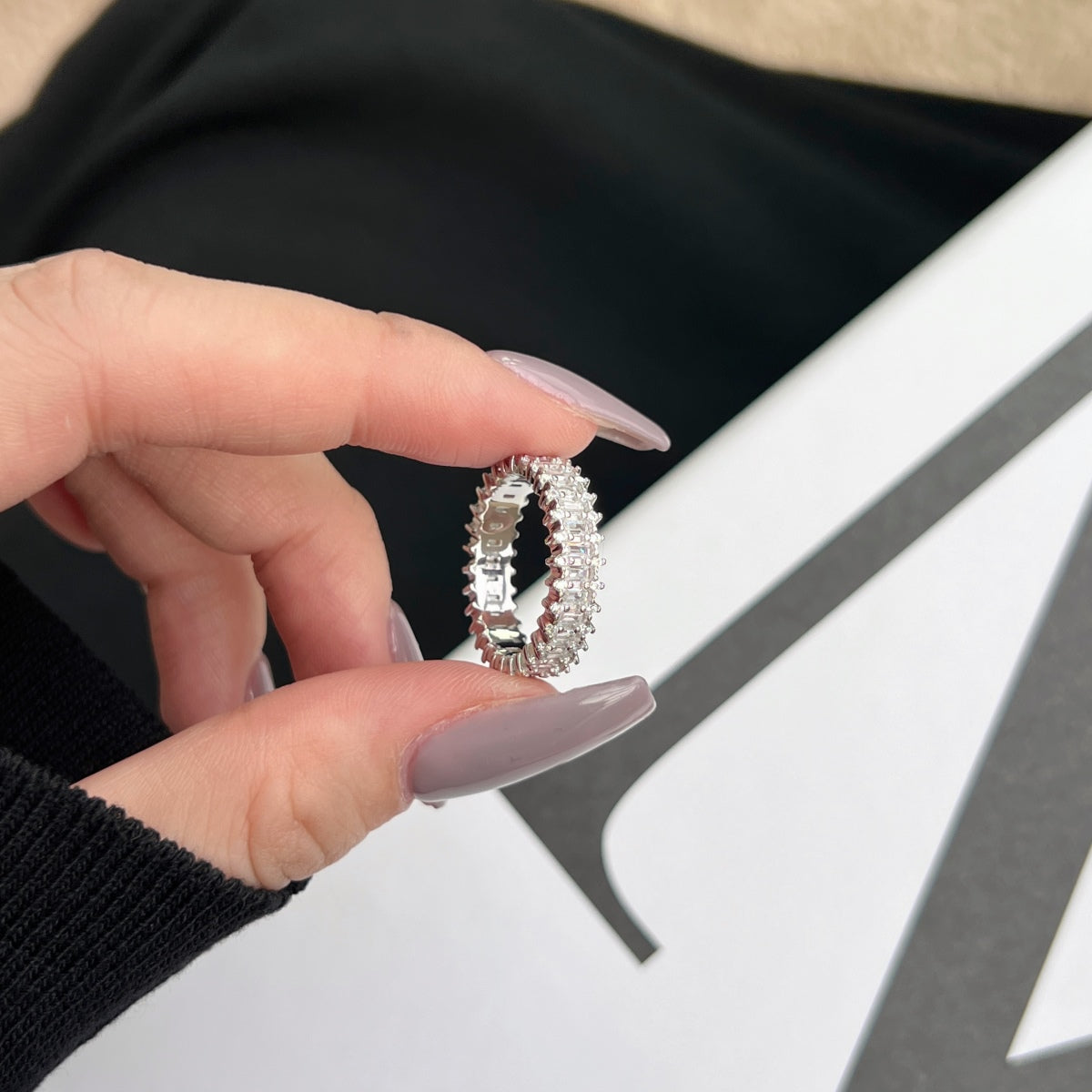 [Clara Jewels]Splashy Ornate Emerald Cut Cocktail Ring