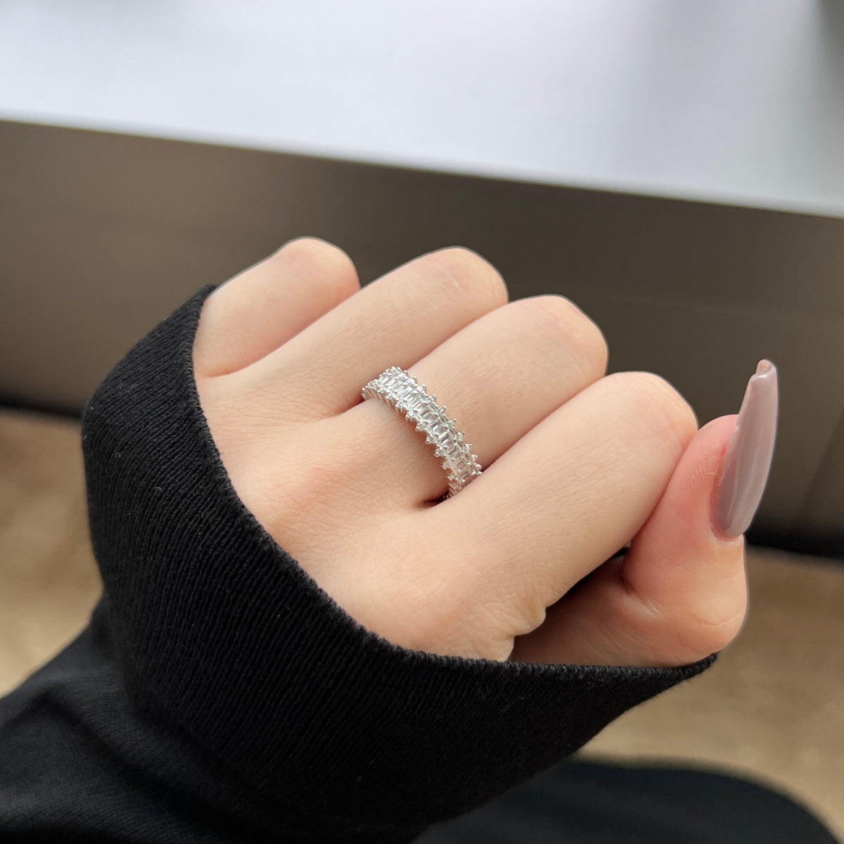 [Clara Jewels]Splashy Ornate Emerald Cut Cocktail Ring