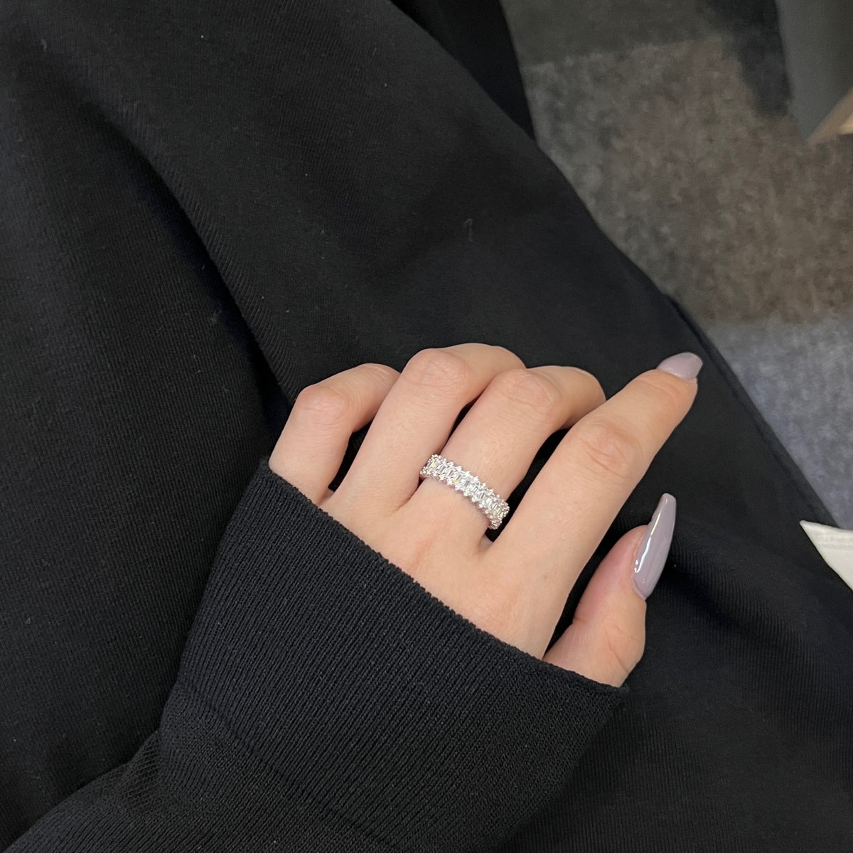 [Clara Jewels]Splashy Ornate Emerald Cut Cocktail Ring