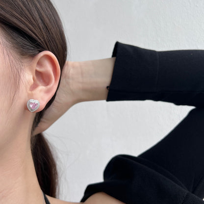[Clara Jewels]Dazzling Heart Shape Lover Earrings