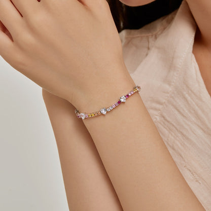 [Clara Jewels]Romantic Heart Shape Round Cut Lover Bracelet
