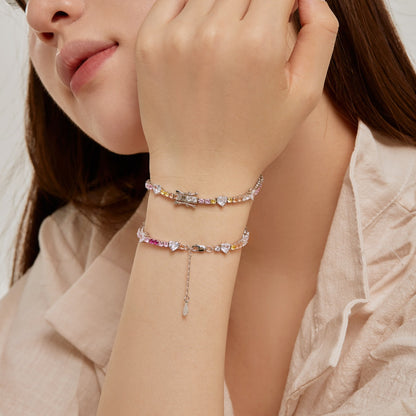 [Clara Jewels]Romantic Heart Shape Round Cut Lover Bracelet
