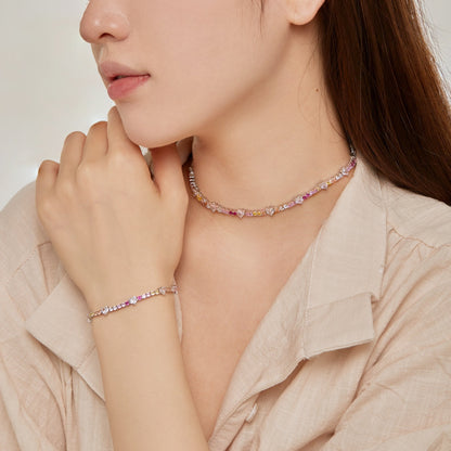 [Clara Jewels]Romantic Heart Shape Round Cut Lover Bracelet