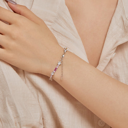 [Clara Jewels]Romantic Heart Shape Round Cut Lover Bracelet