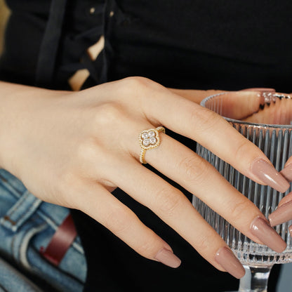[Clara Jewels]Four Leaf Clover Flower Design Ring