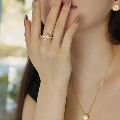 [Clara Jewels]Four Leaf Clover Flower Design Ring