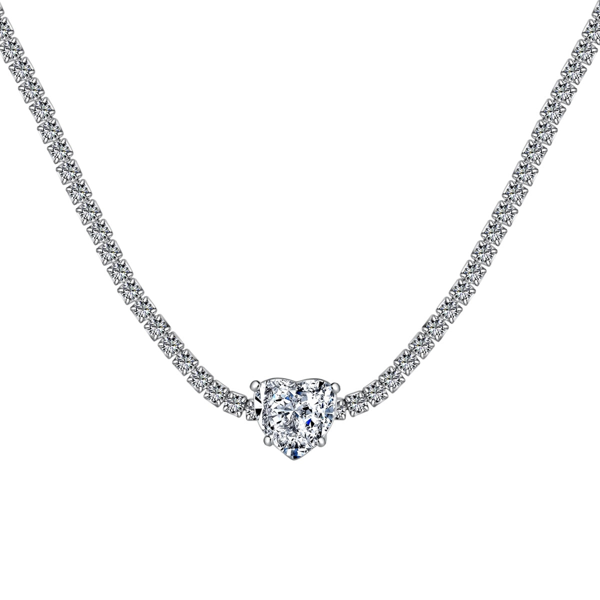 [Clara Jewels]2.0 Carat Sparkling Tennis Heart Cut Necklace