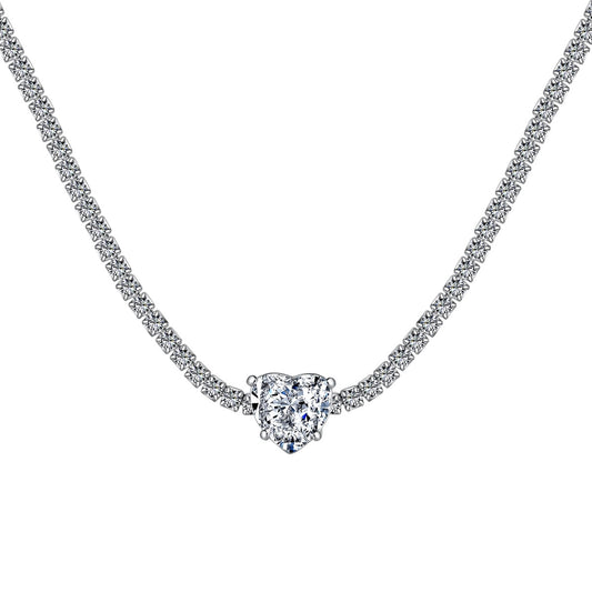 [Clara Jewels]2.0 Carat Sparkling Tennis Heart Cut Necklace