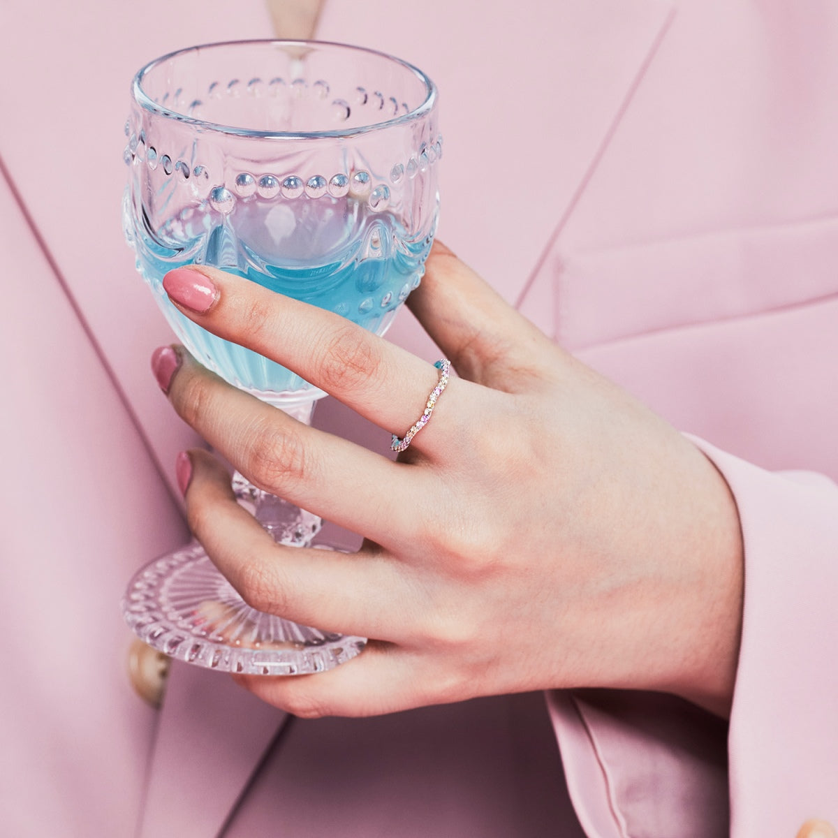 [Clara Jewels]Dainty Colorful Round Cut Party Ring