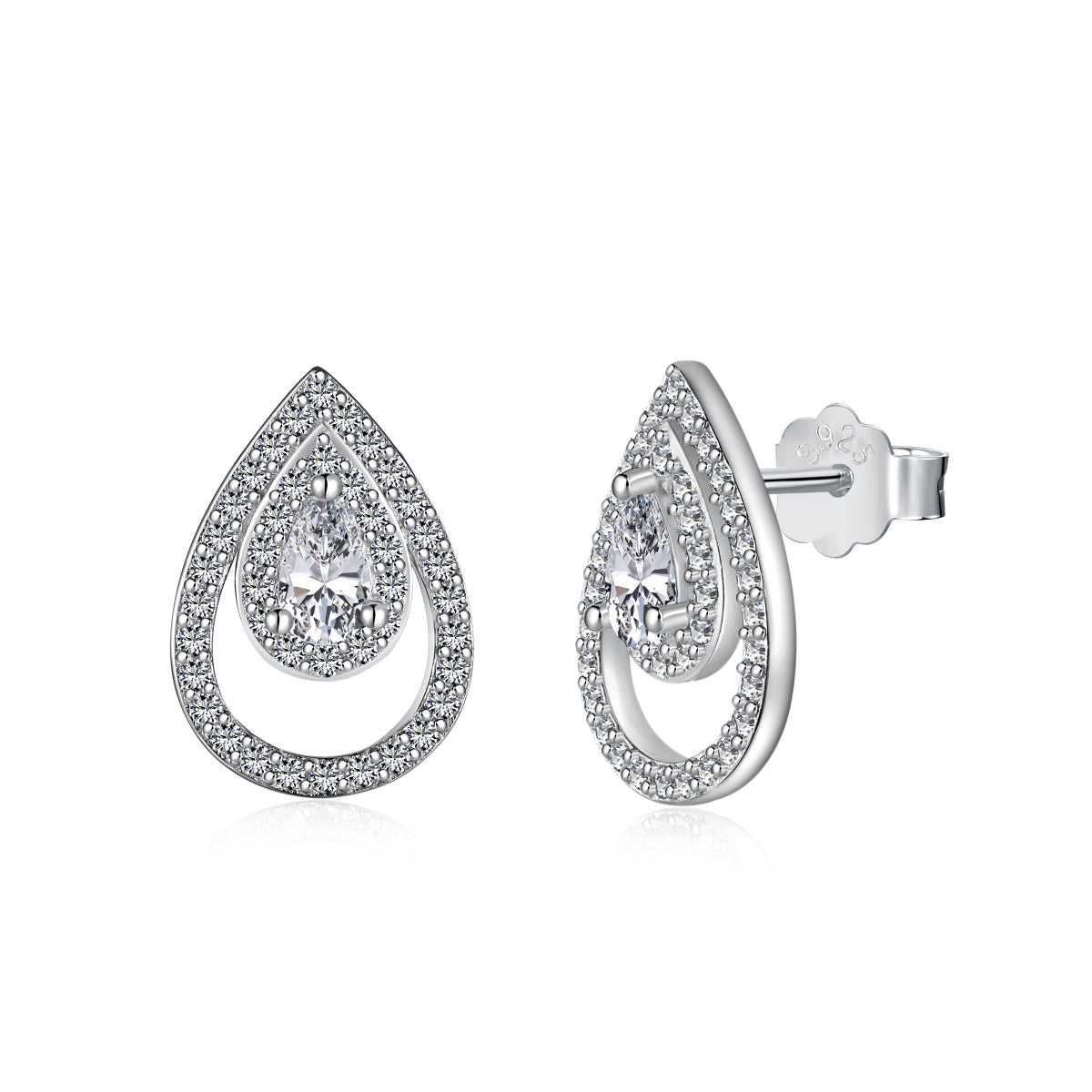 [Clara Jewels]Sparkling Delicate Water Drop Shape Daily Earrings