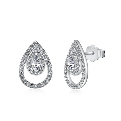 [Clara Jewels]Sparkling Delicate Water Drop Shape Daily Earrings