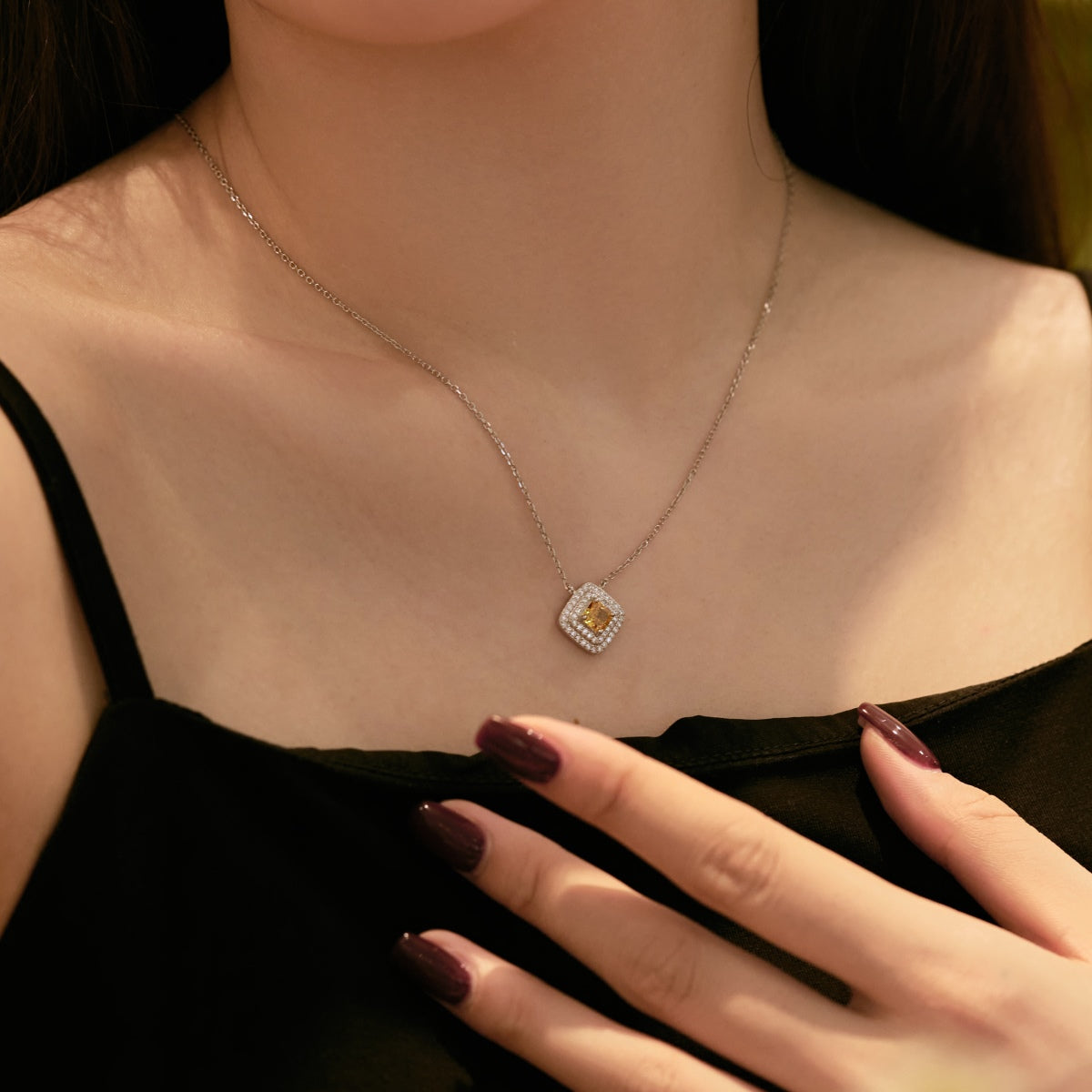 [Clara Jewels]Sparkling Asscher Cut Necklace