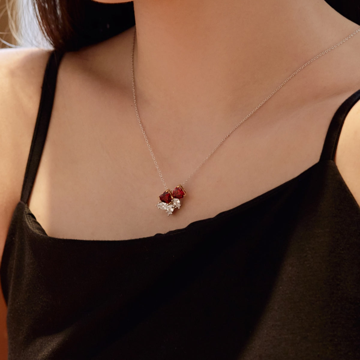 [Clara Jewels]Dainty Red Heart Necklace