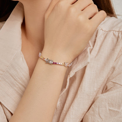 [Clara Jewels]Ornate Colorful Butterfly Shape Round Cut Daily Bracelet