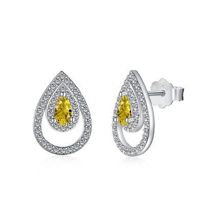 [Clara Jewels]Sparkling Delicate Water Drop Shape Daily Earrings